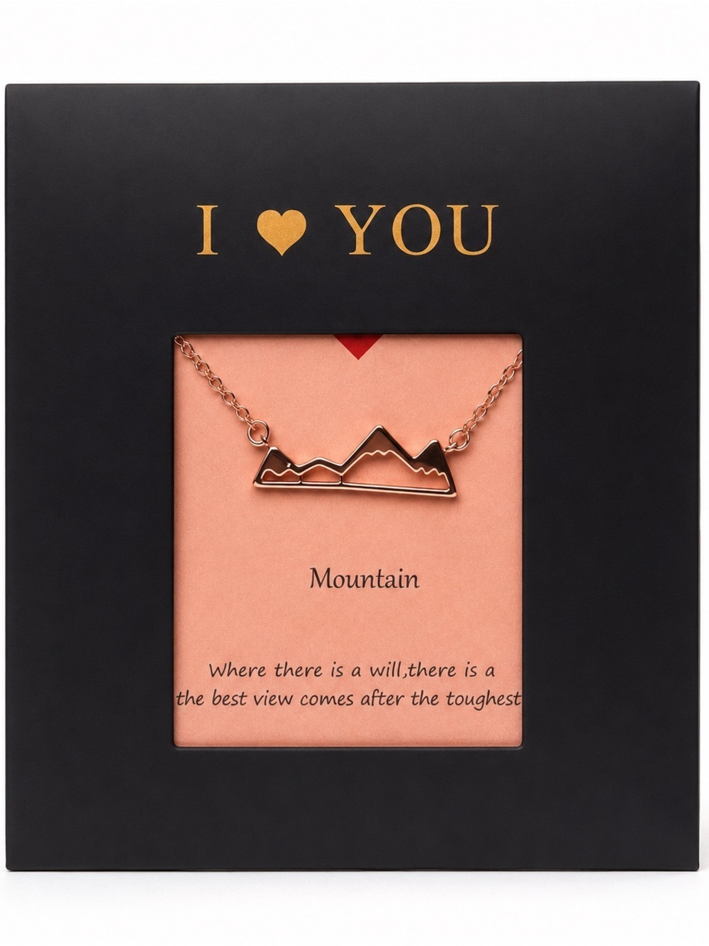 Rose Gold Mountain Necklace Inspirational Gift Card I Love You Mountain Pendant
